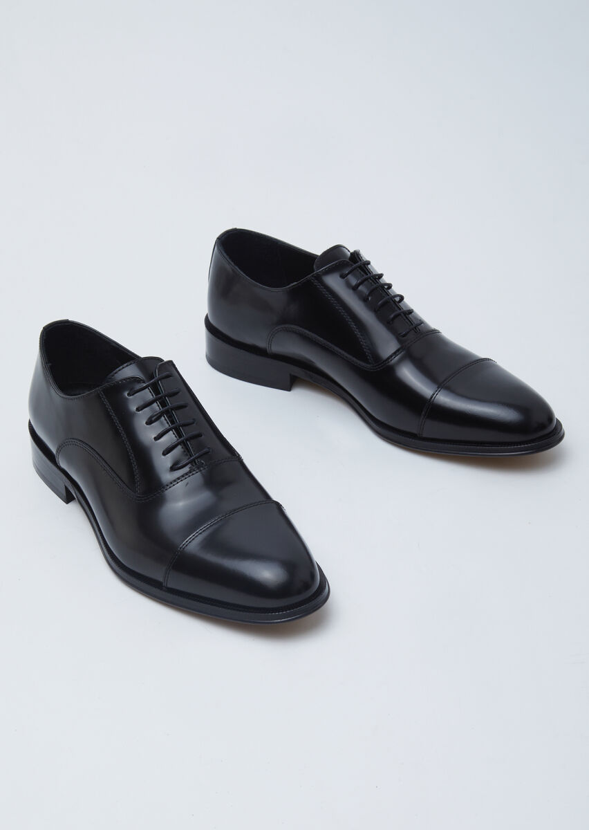 Black Leather Classical Shoes - 3