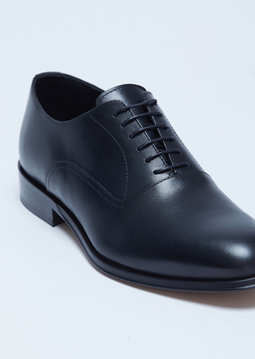 Black Leather Classical Shoes - 2