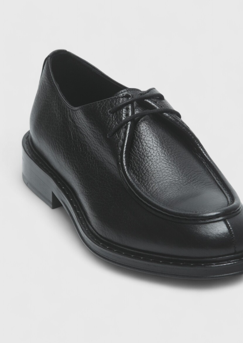 Black Leather Classical Shoes - 2