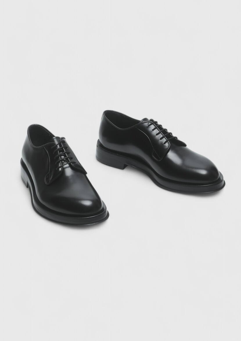 Black Leather Classical Shoes - 3