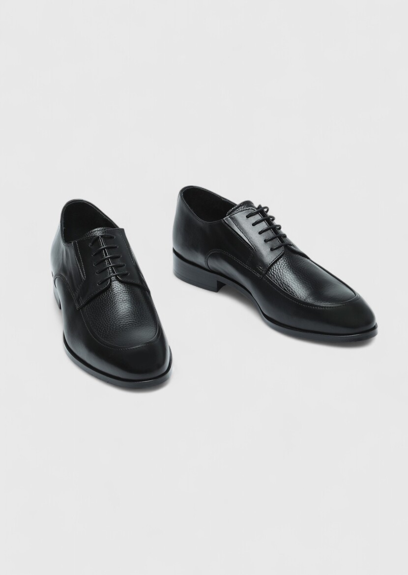 Black Leather Classical Shoes - 3