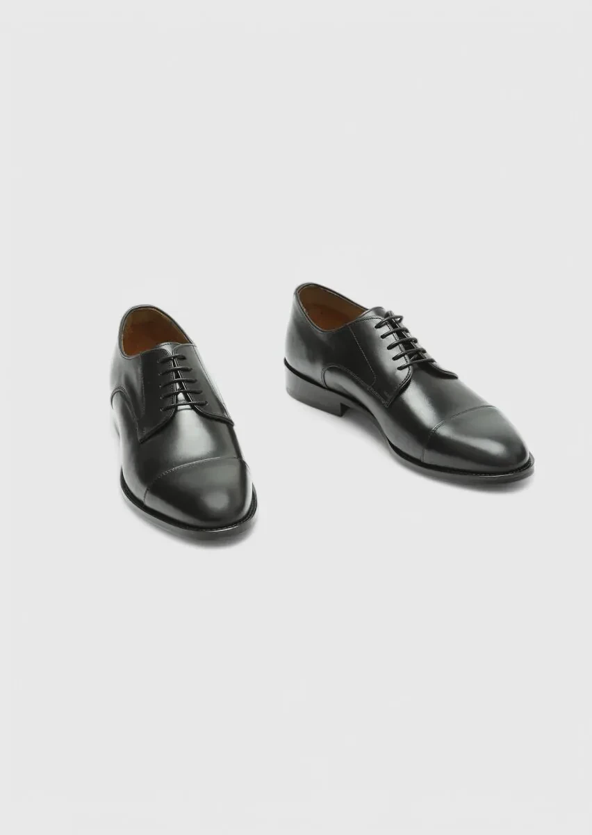 Black Leather Classical Shoes - 3