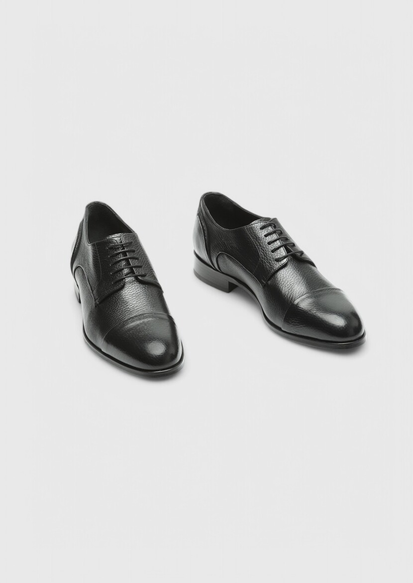 Black Leather Classical Shoes - 3