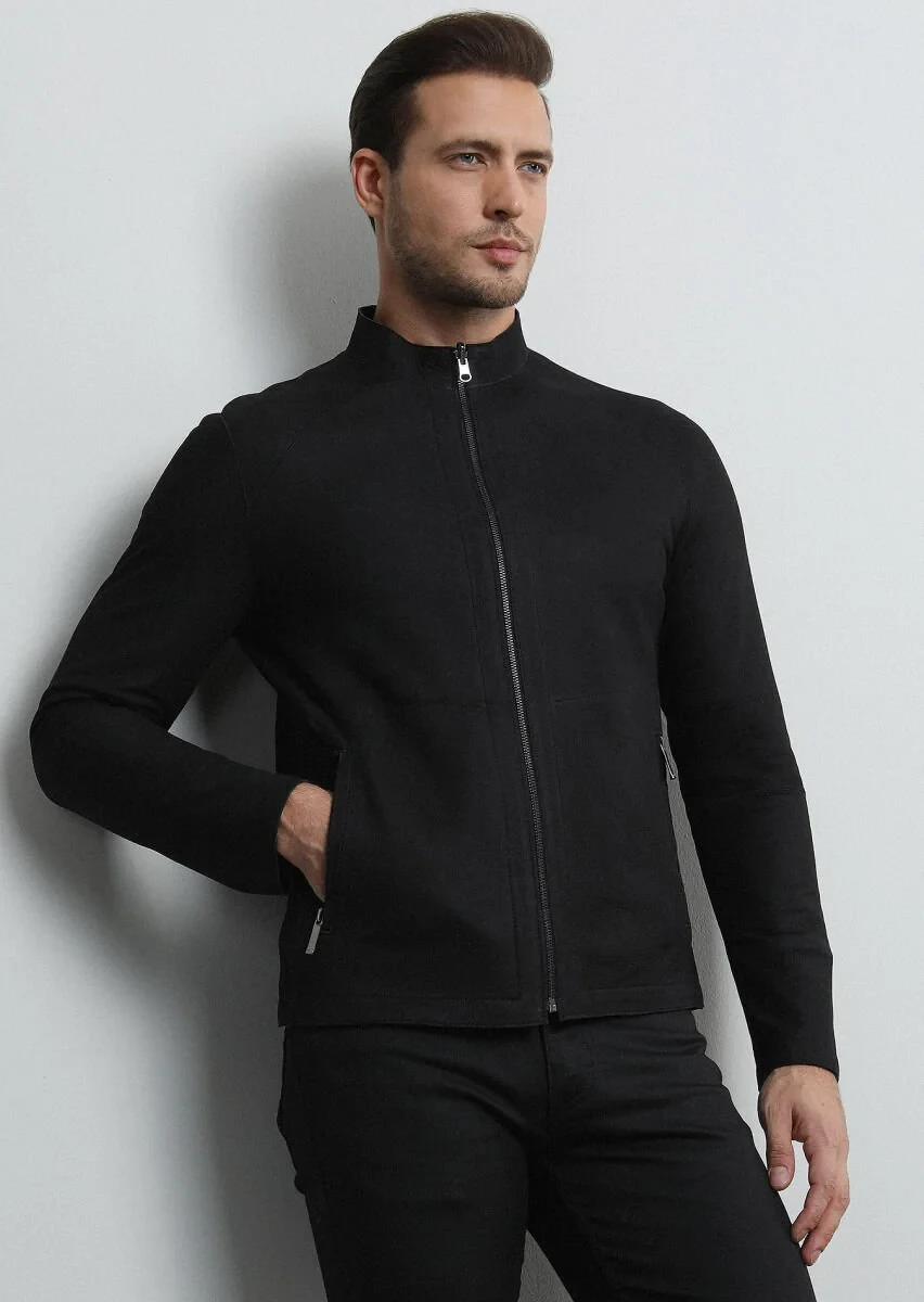 Black Leather Leather Coat - 1