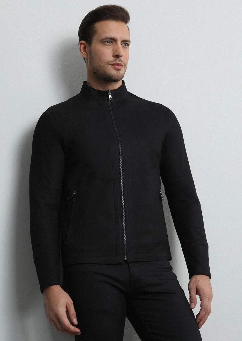 Black Leather Leather Coat - 3
