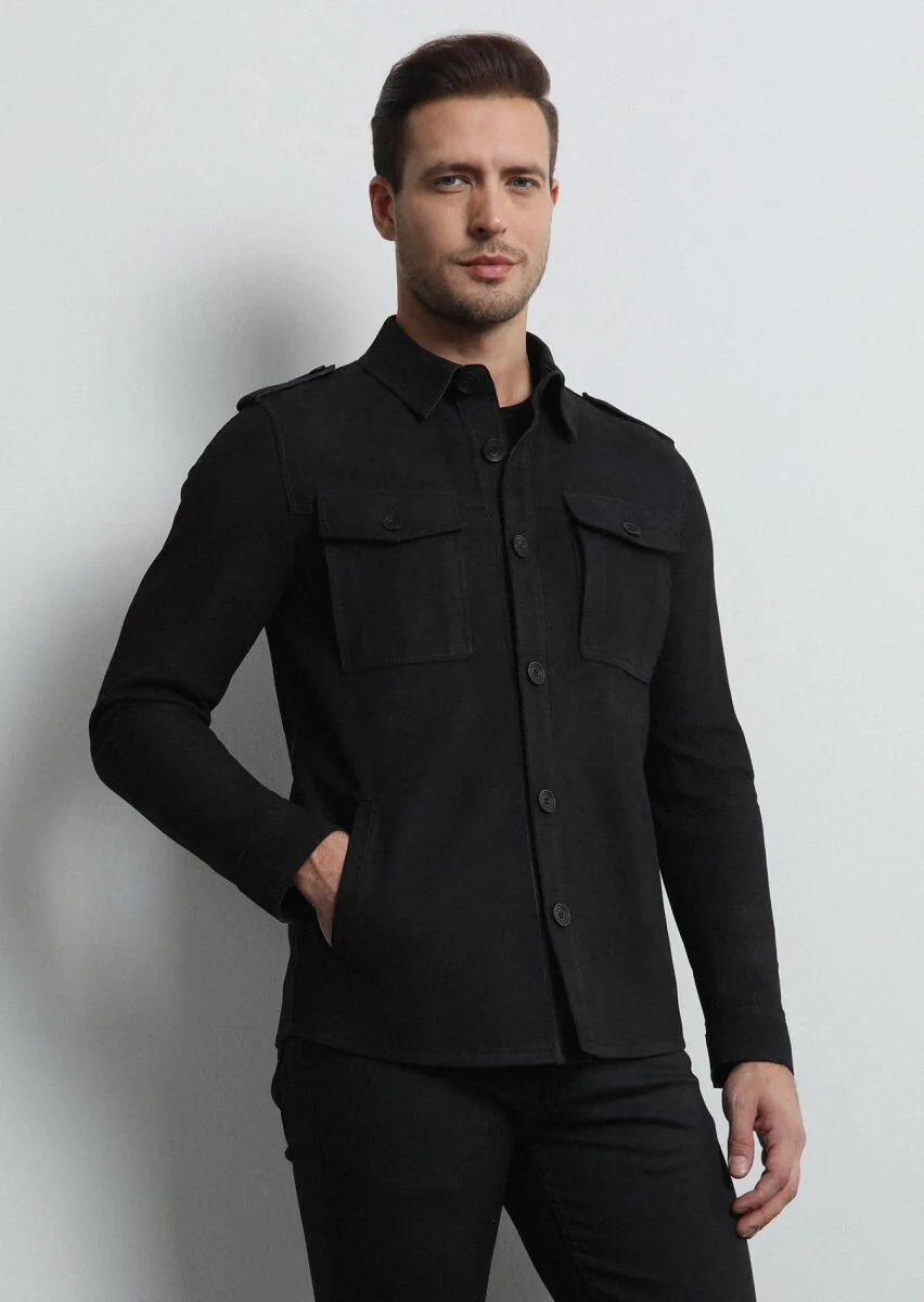 Black Leather Leather Coat - 2