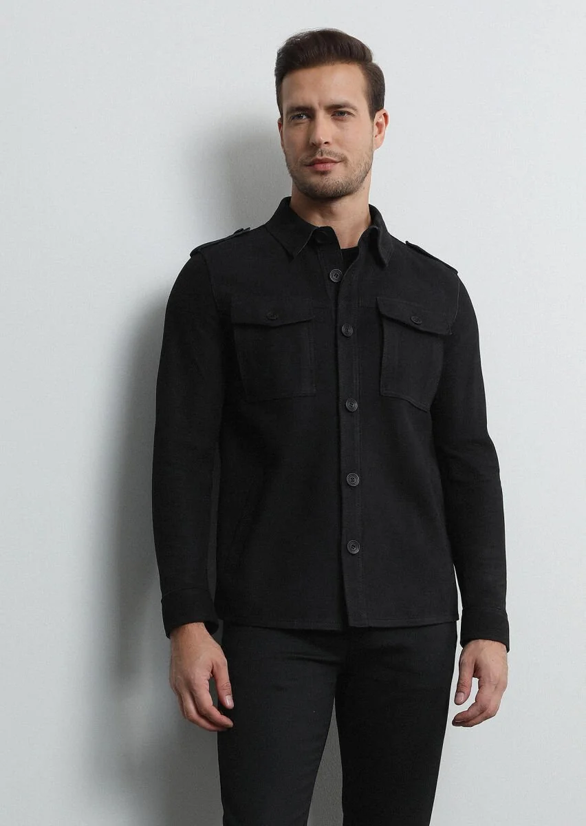 Black Leather Leather Coat - 4