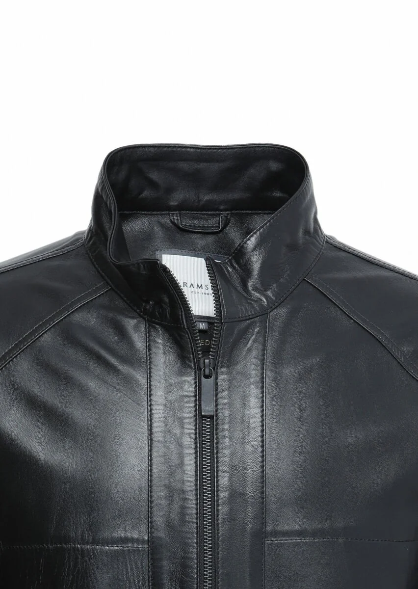 Black Leather Leather Coat - 2