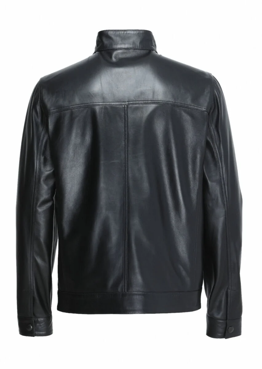 Black Leather Leather Coat - 6