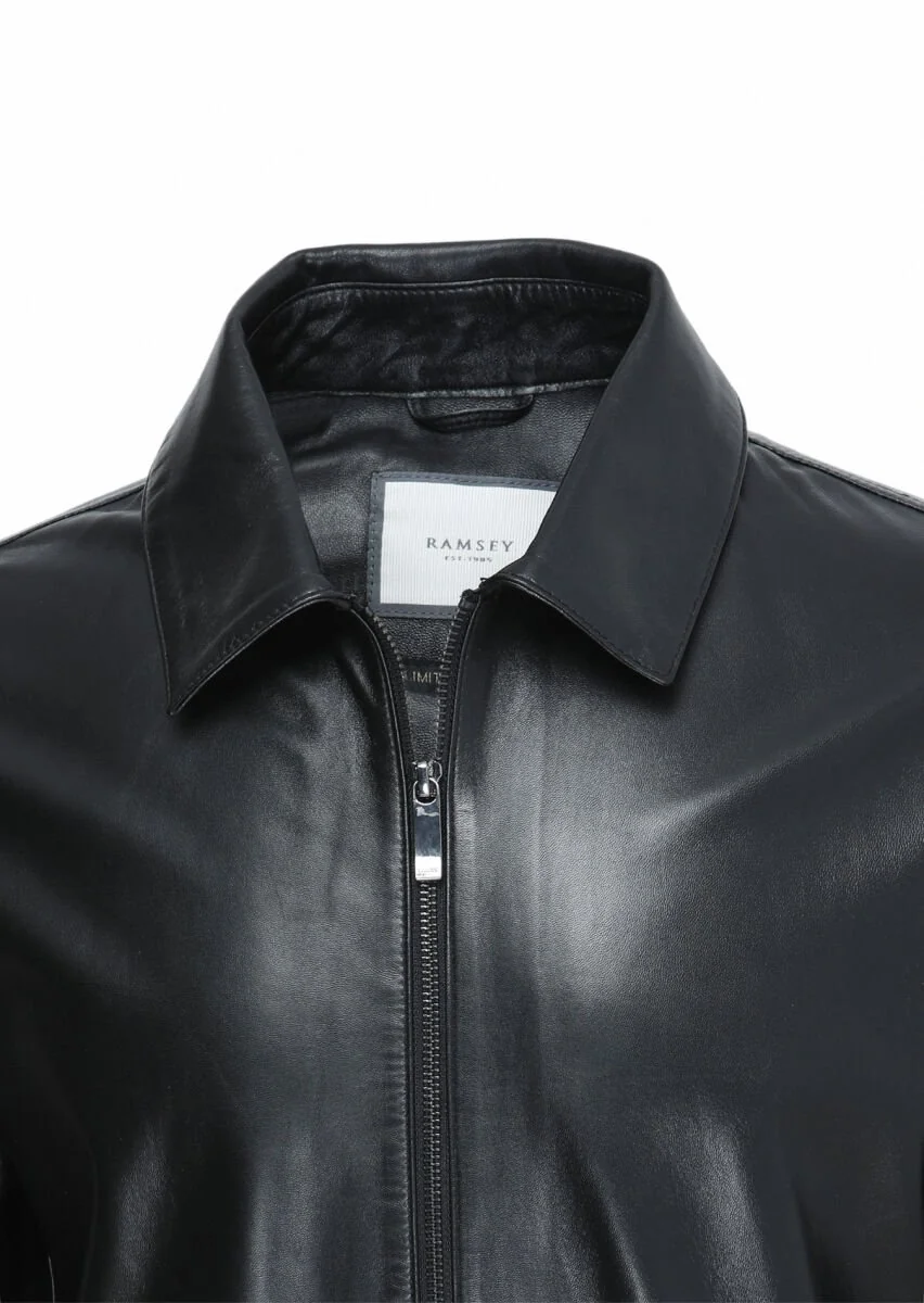 Black Leather Leather Coat - 2