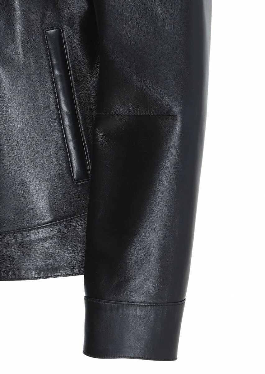 Black Leather Leather Coat - 3
