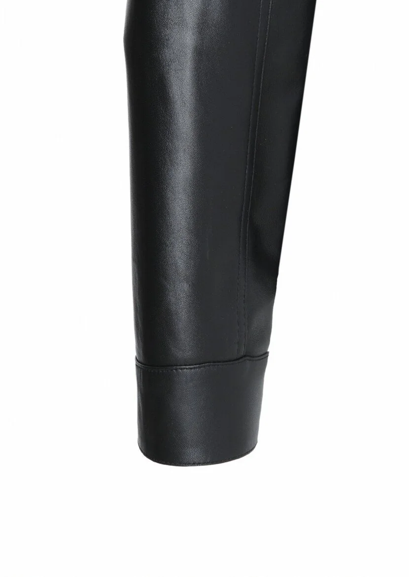 Black Leather Leather Coat - 4