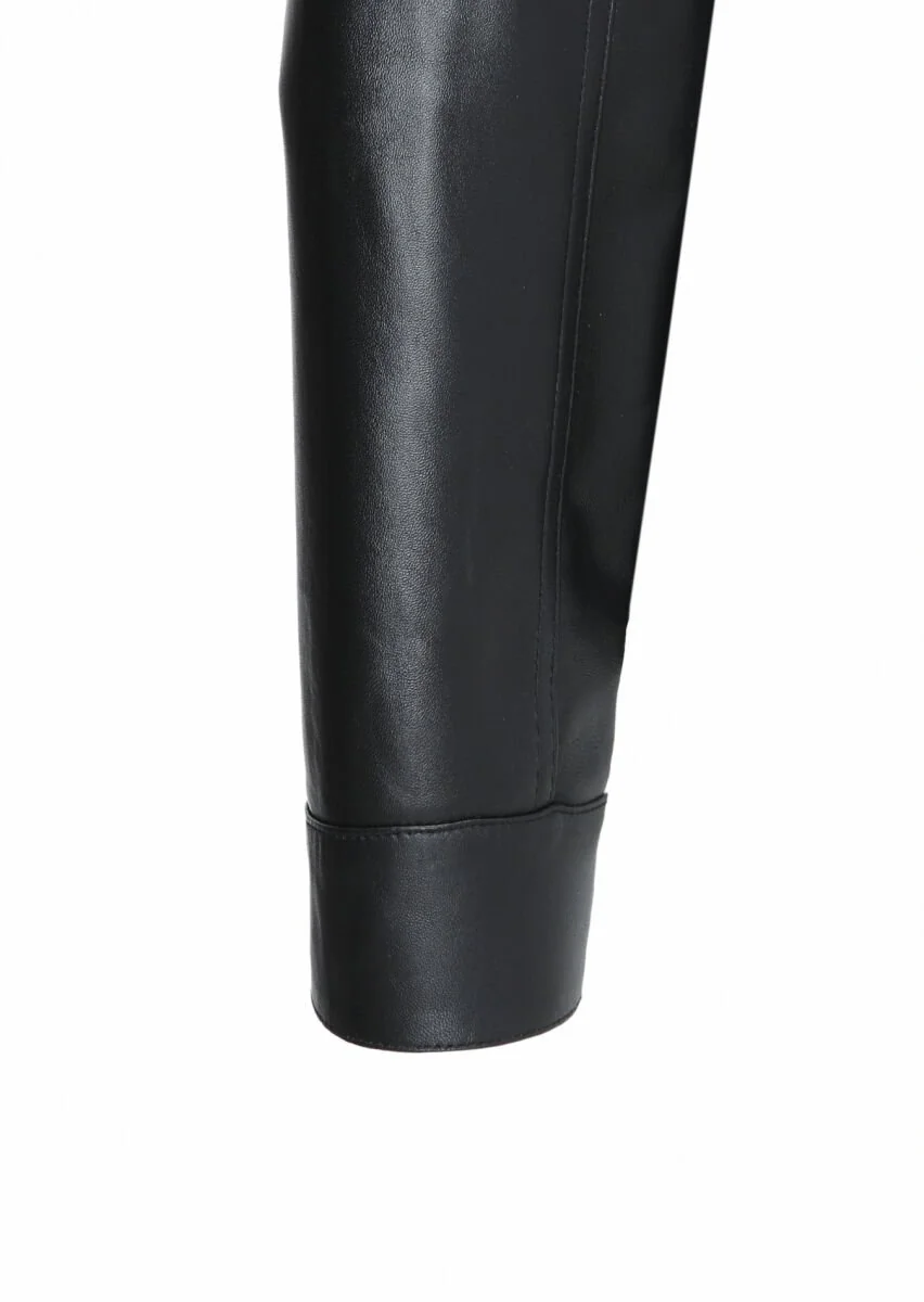 Black Leather Leather Coat - 4
