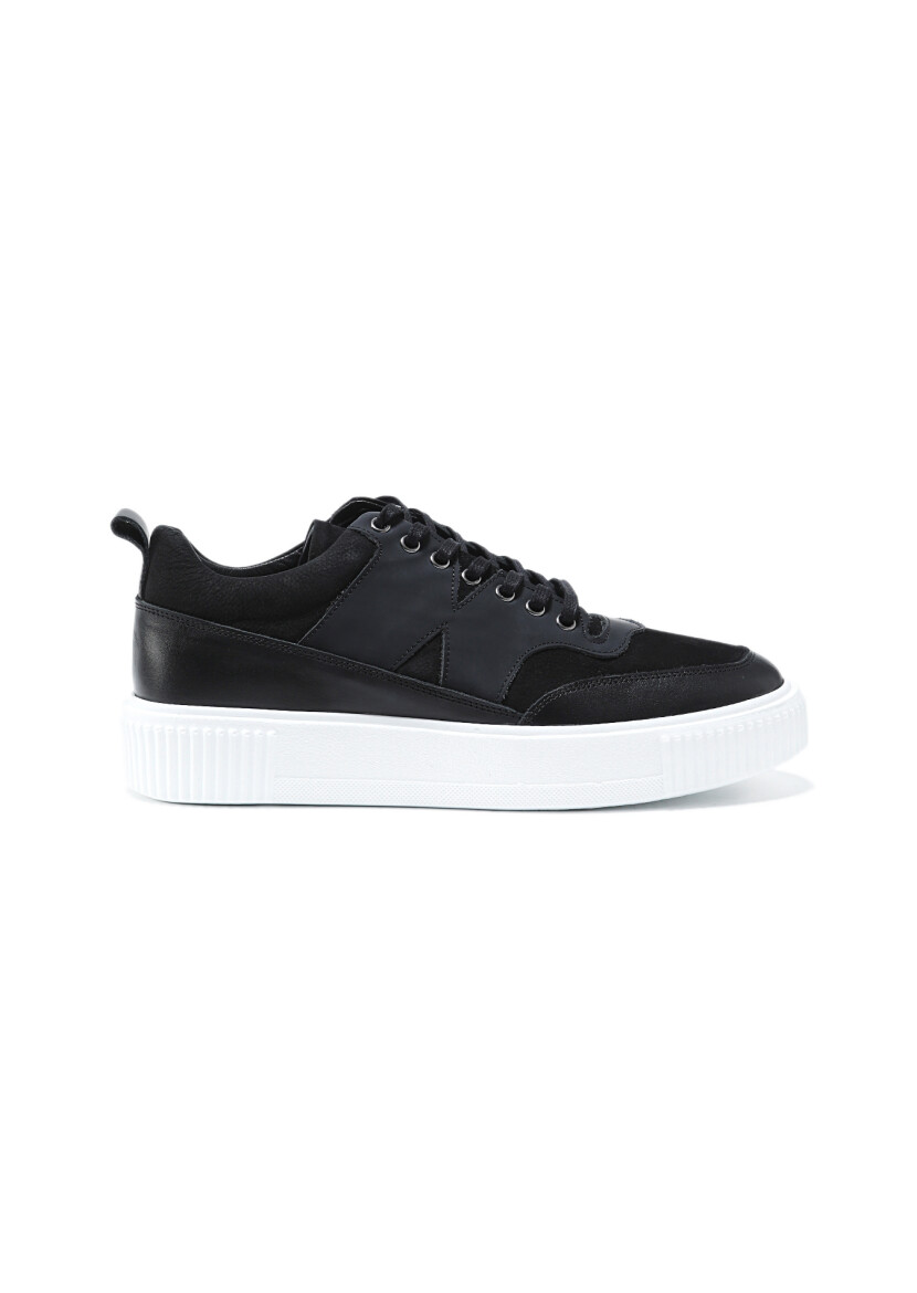 Black Leather Sneaker - 1