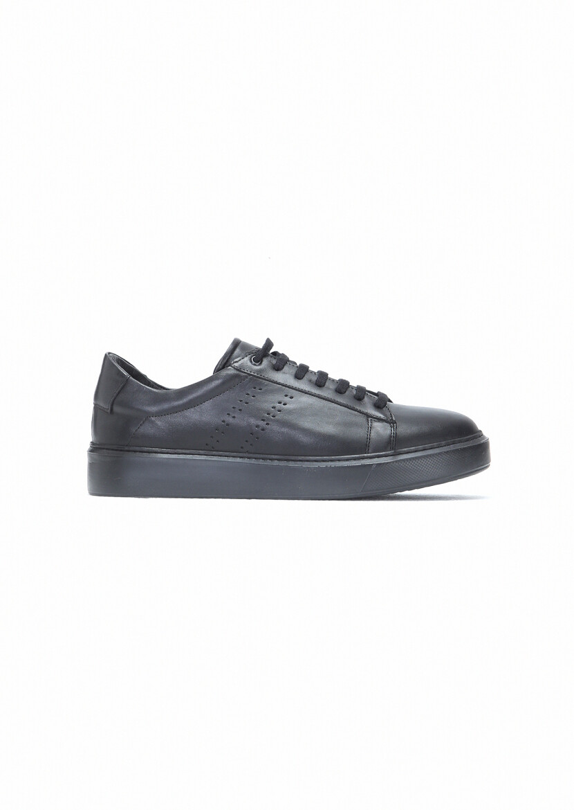 Black Leather Sneaker - 1