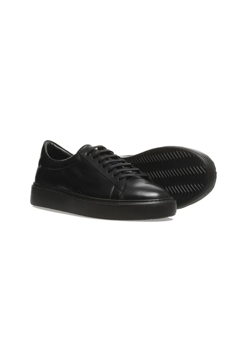 Black Leather Sport Sneaker - 3