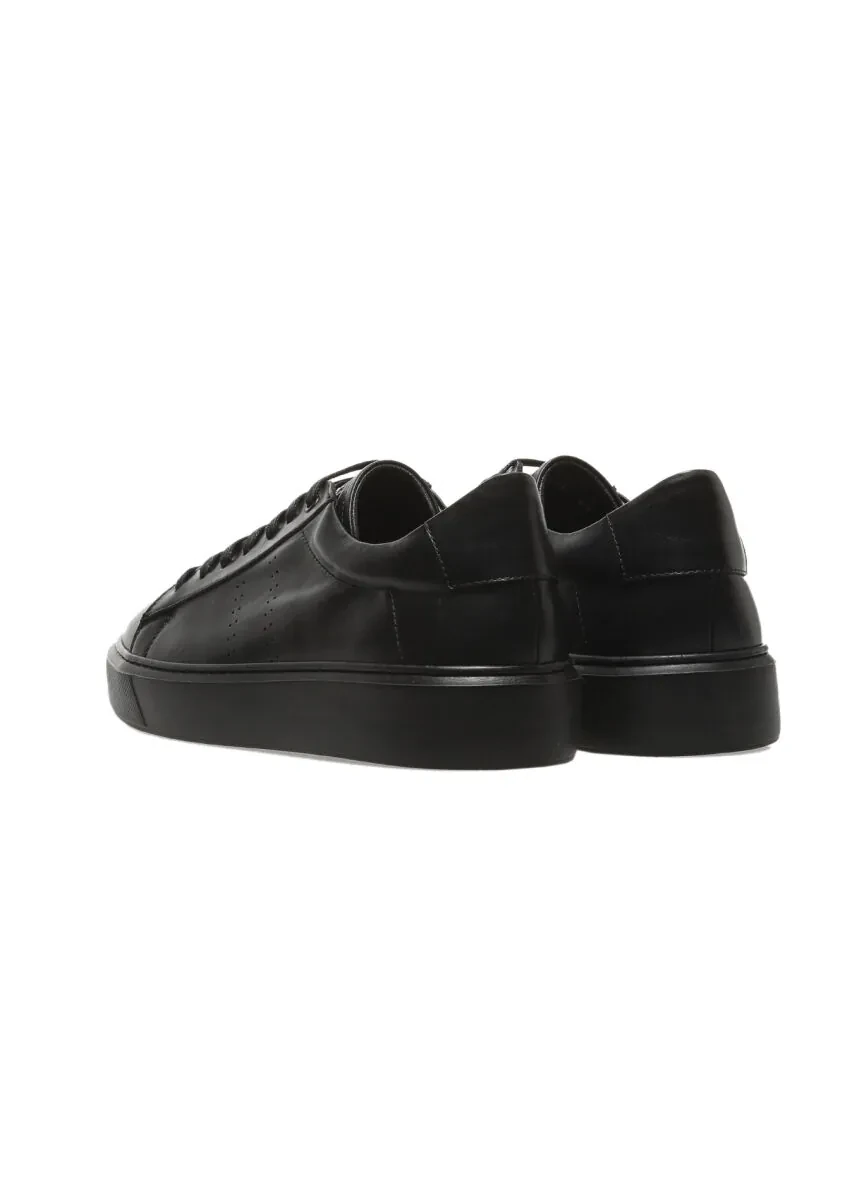 Black Leather Sport Sneaker - 4