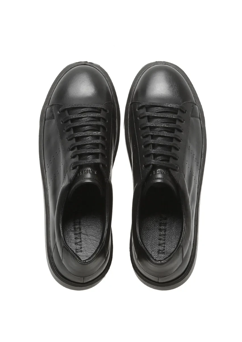 Black Leather Sport Sneaker - 5