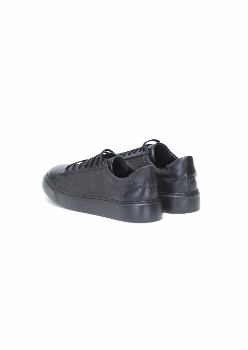 Black Leather Sport Sneaker - 4
