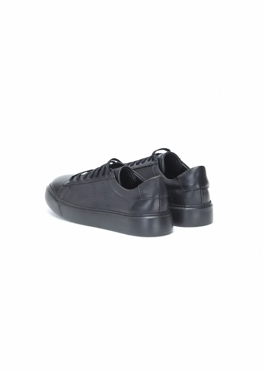 Black Leather Sport Sneaker - 4