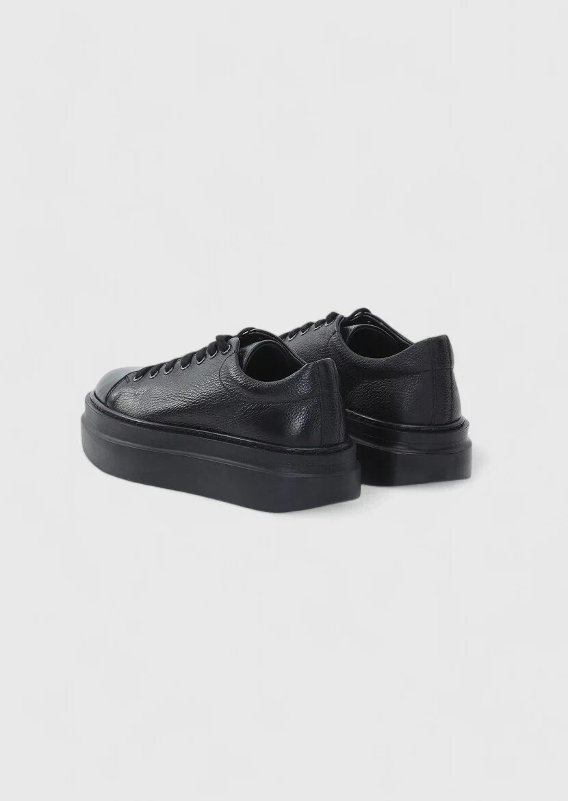 Black Leather Sport Sneaker - 4