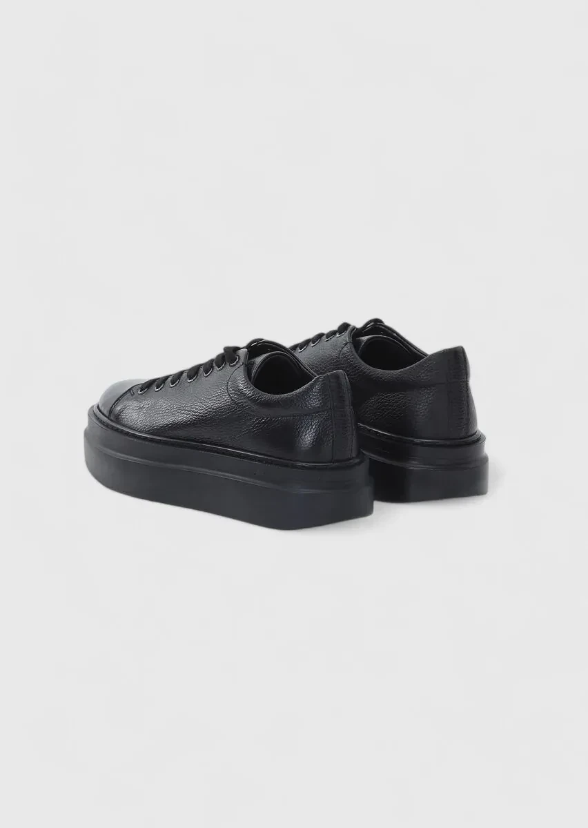 Black Leather Sport Sneaker - 4