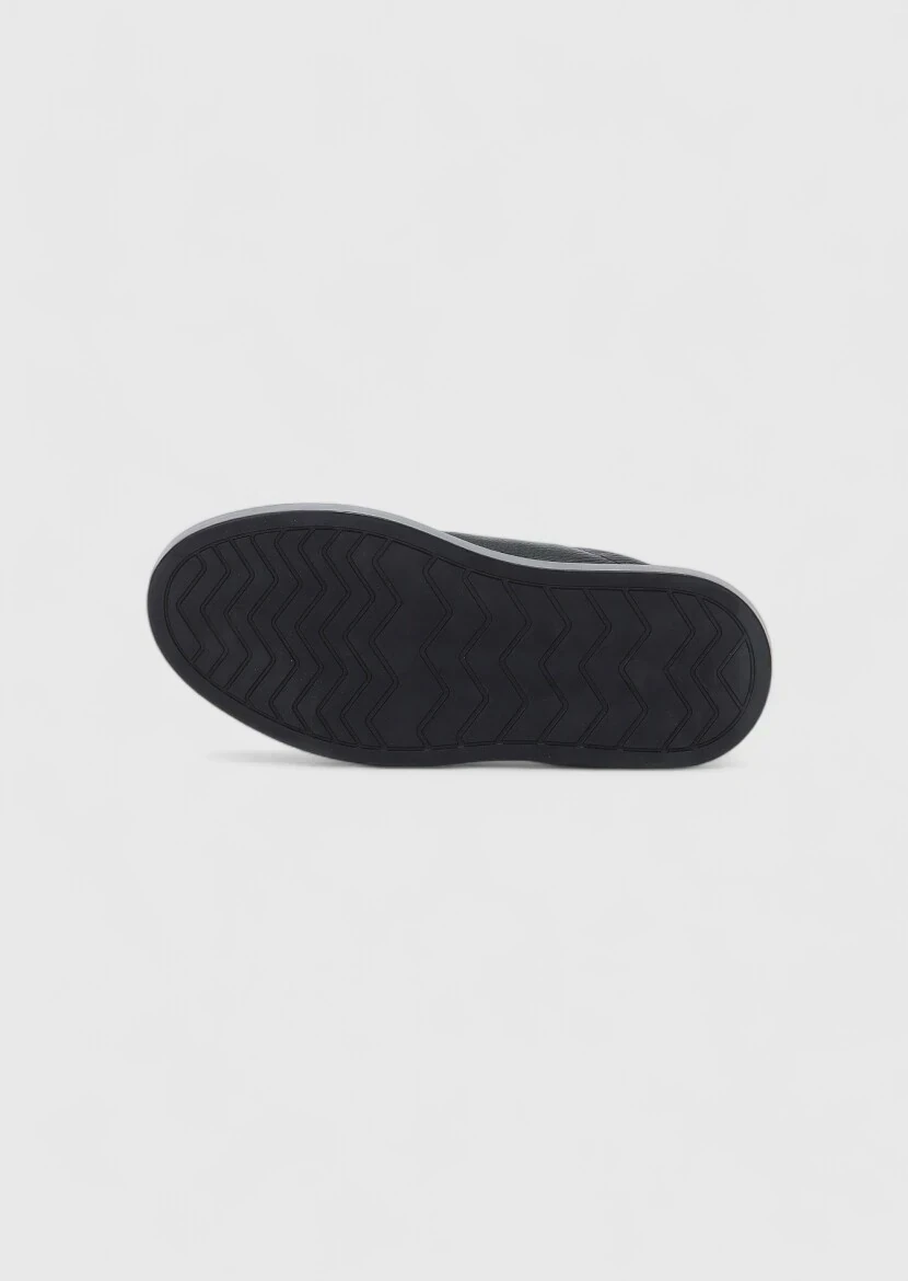Black Leather Sport Sneaker - 5