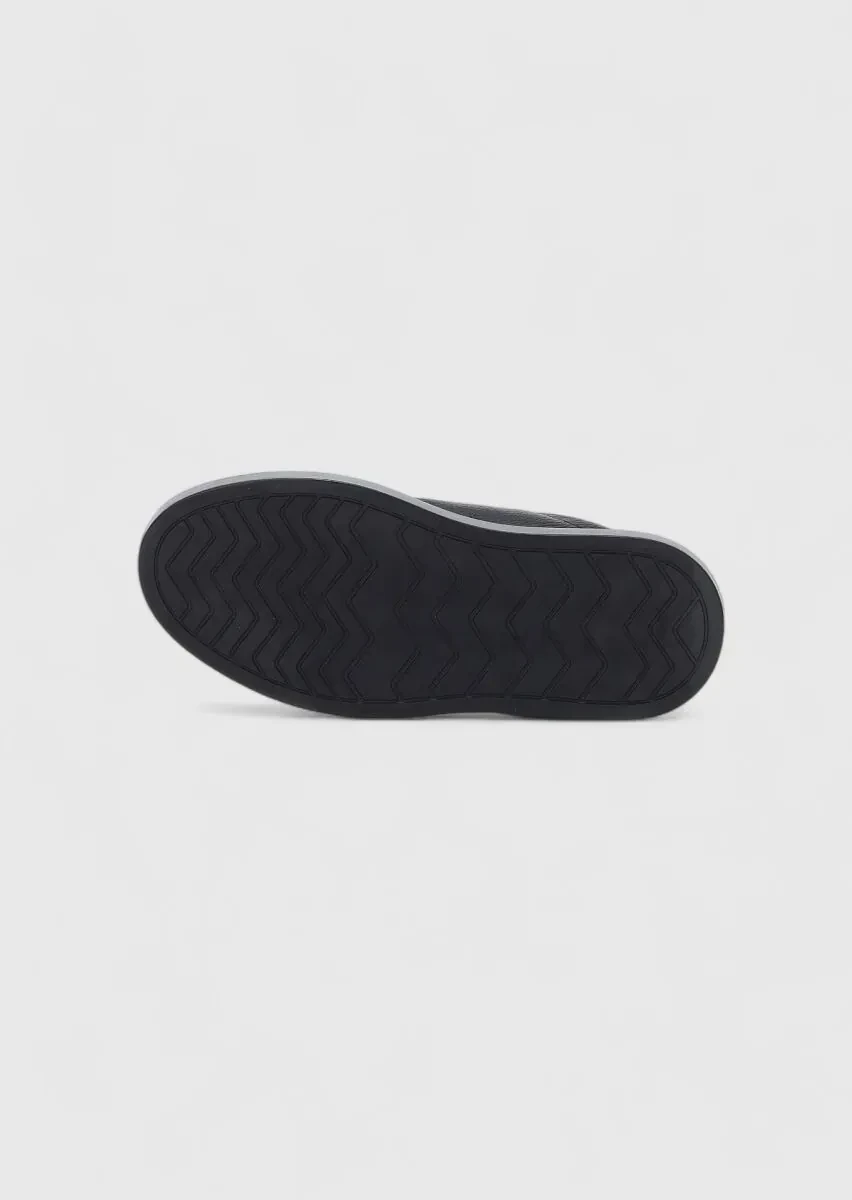 Black Leather Sport Sneaker - 5