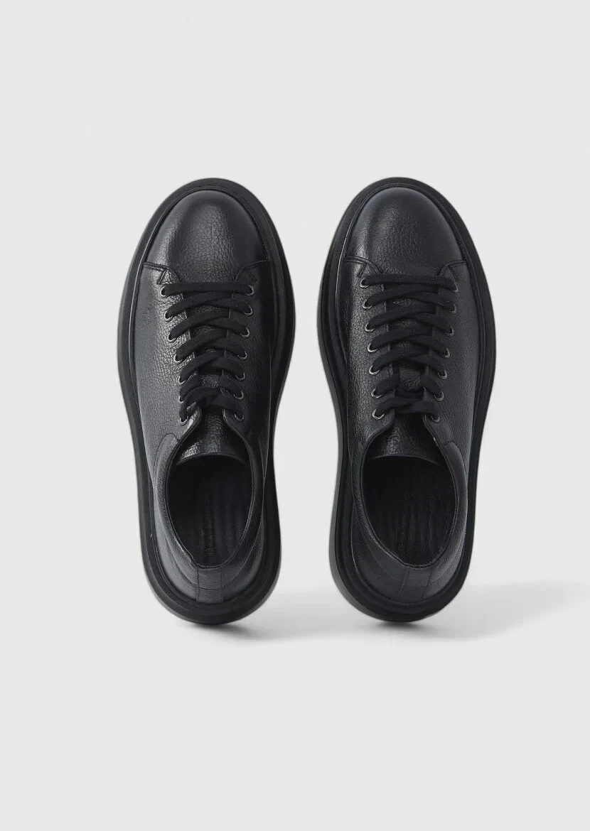 Black Leather Sport Sneaker - 6