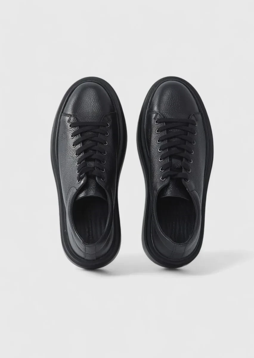 Black Leather Sport Sneaker - 6