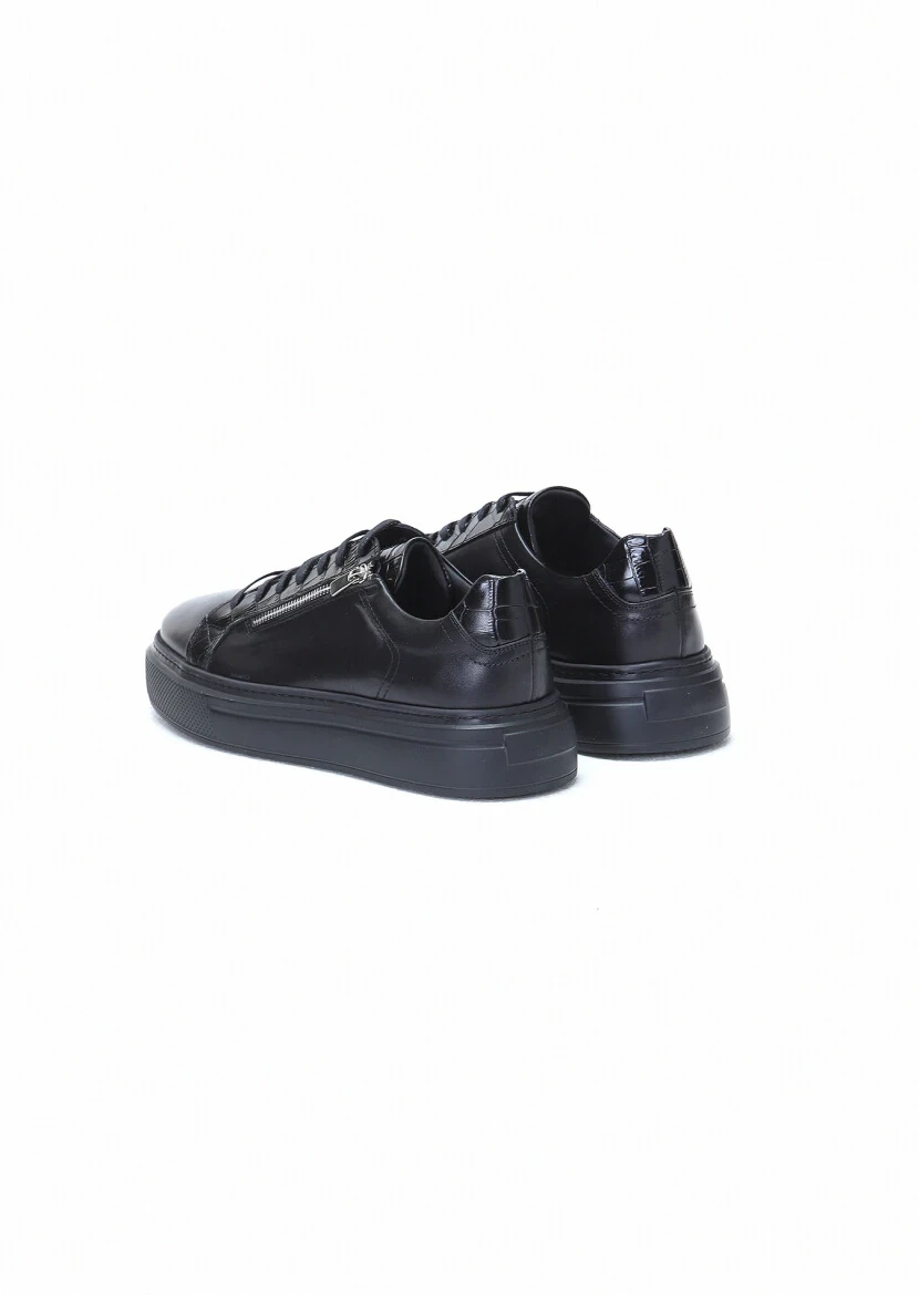 Black Leather Sport Sneaker - 4