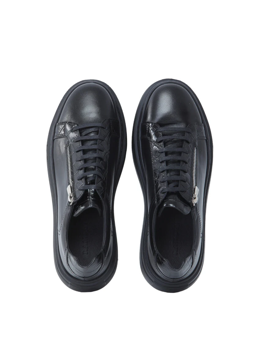 Black Leather Sport Sneaker - 6