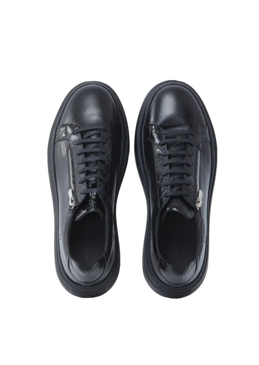Black Leather Sport Sneaker - 6