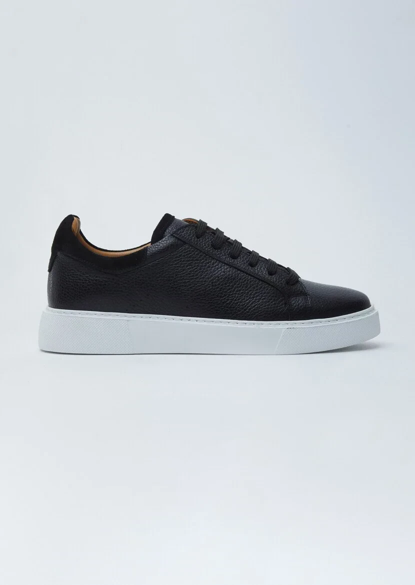 Black Leather Sport Sneaker - 1
