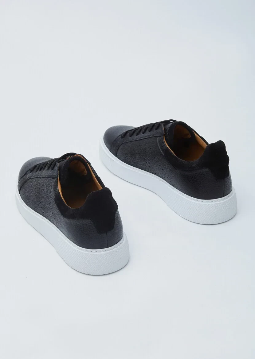 Black Leather Sport Sneaker - 5