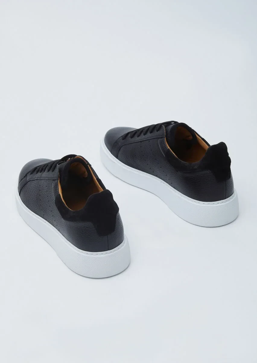 Black Leather Sport Sneaker - 5