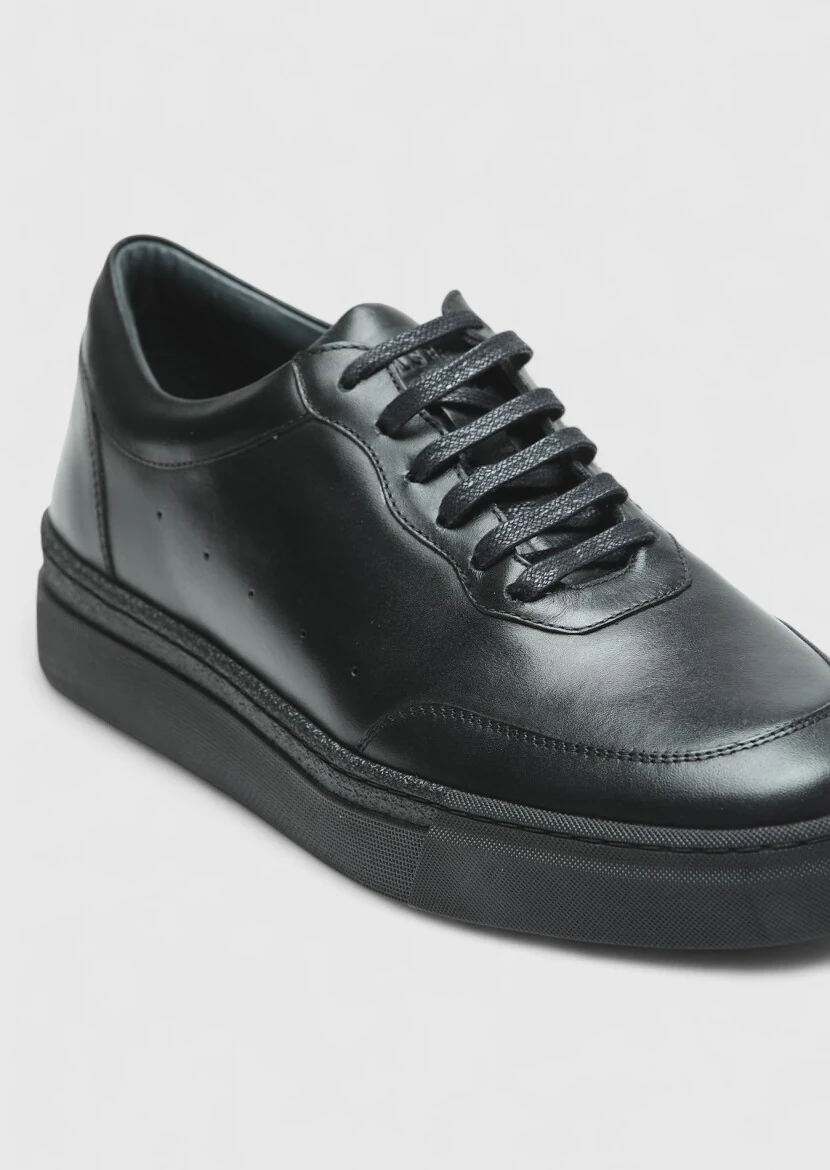 Black Leather Sport Sneaker - 2