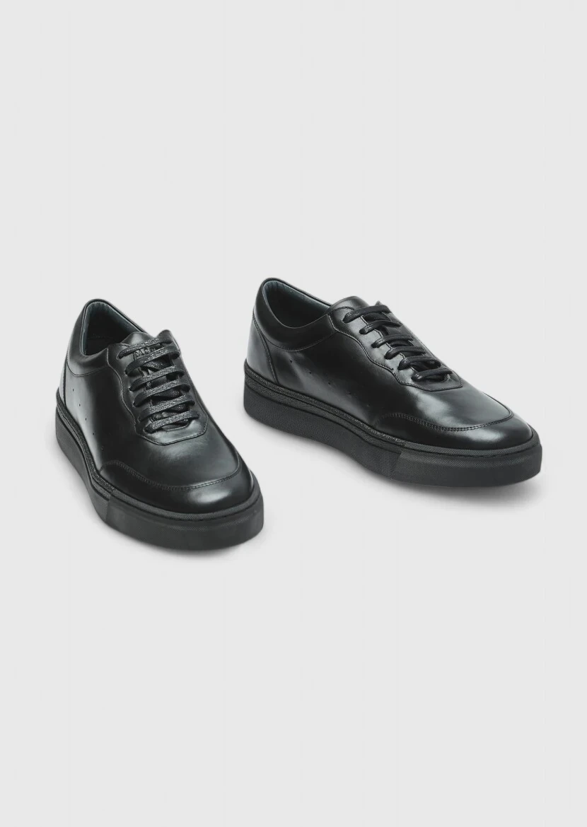 Black Leather Sport Sneaker - 3