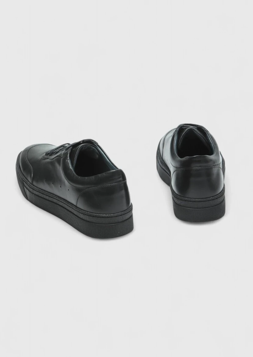 Black Leather Sport Sneaker - 5