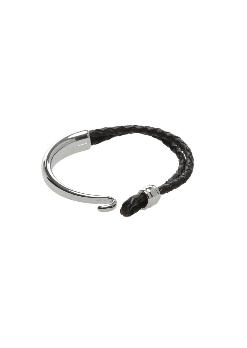 Black Leather Wristband - 2
