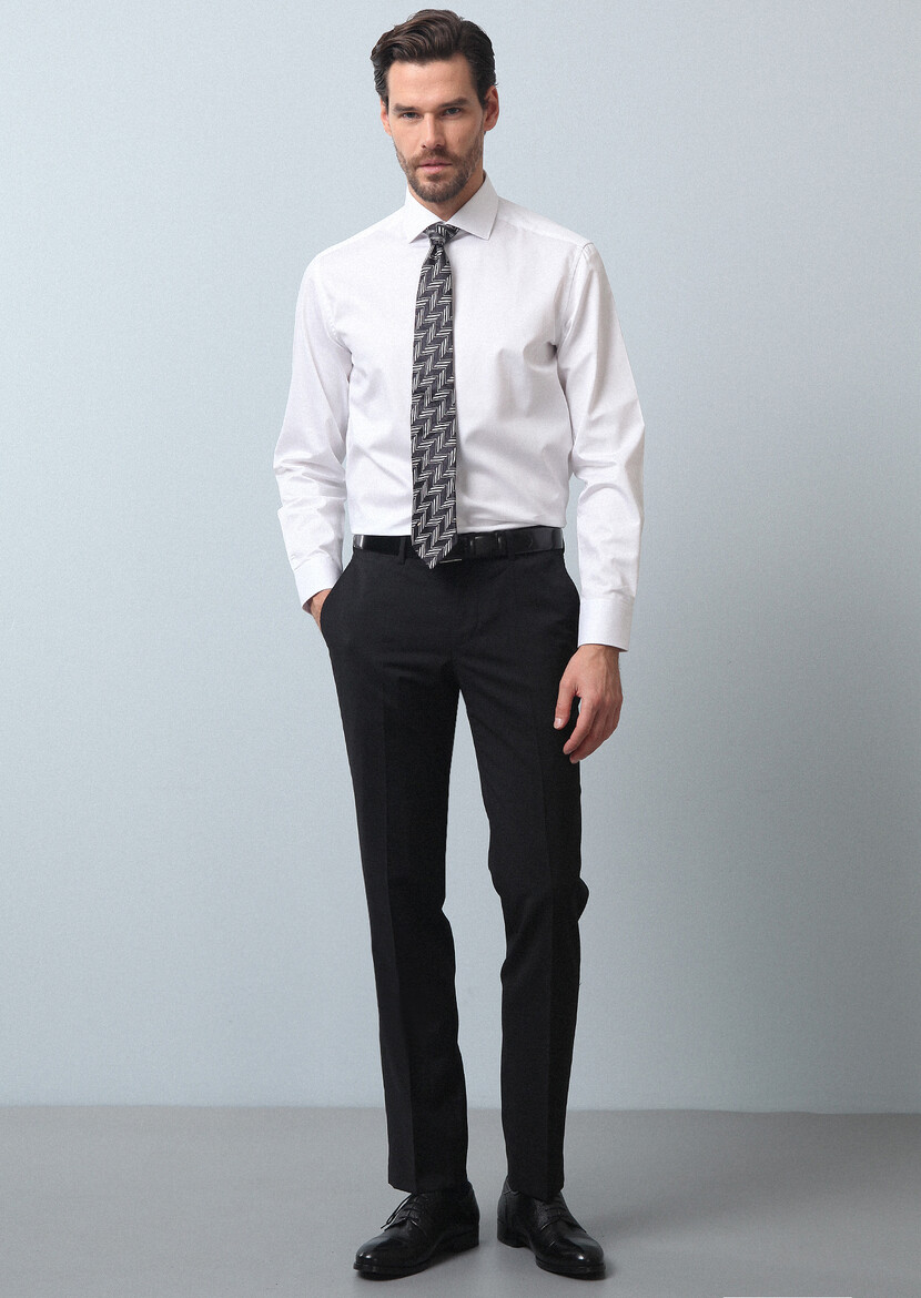 Black Material Classical 100% Wool Trousers 