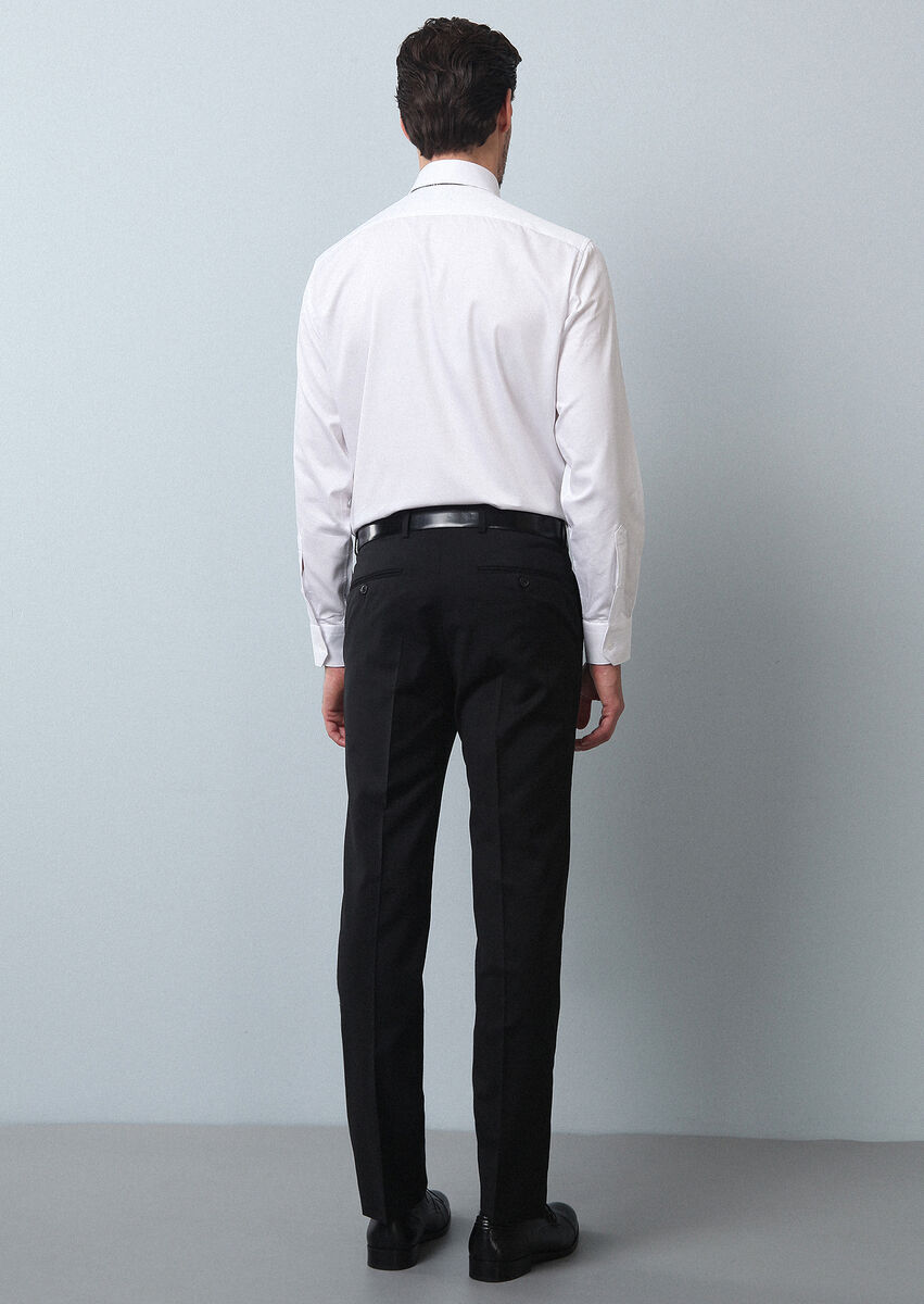 Black Material Classical 100% Wool Trousers - 5