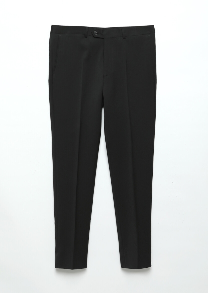 Black Material Classical 100% Wool Trousers 