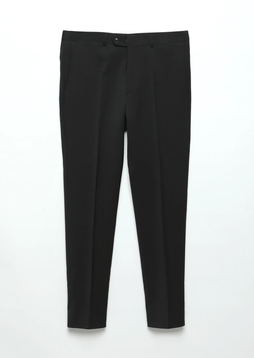 Black Material Classical 100% Wool Trousers - RAMSEY