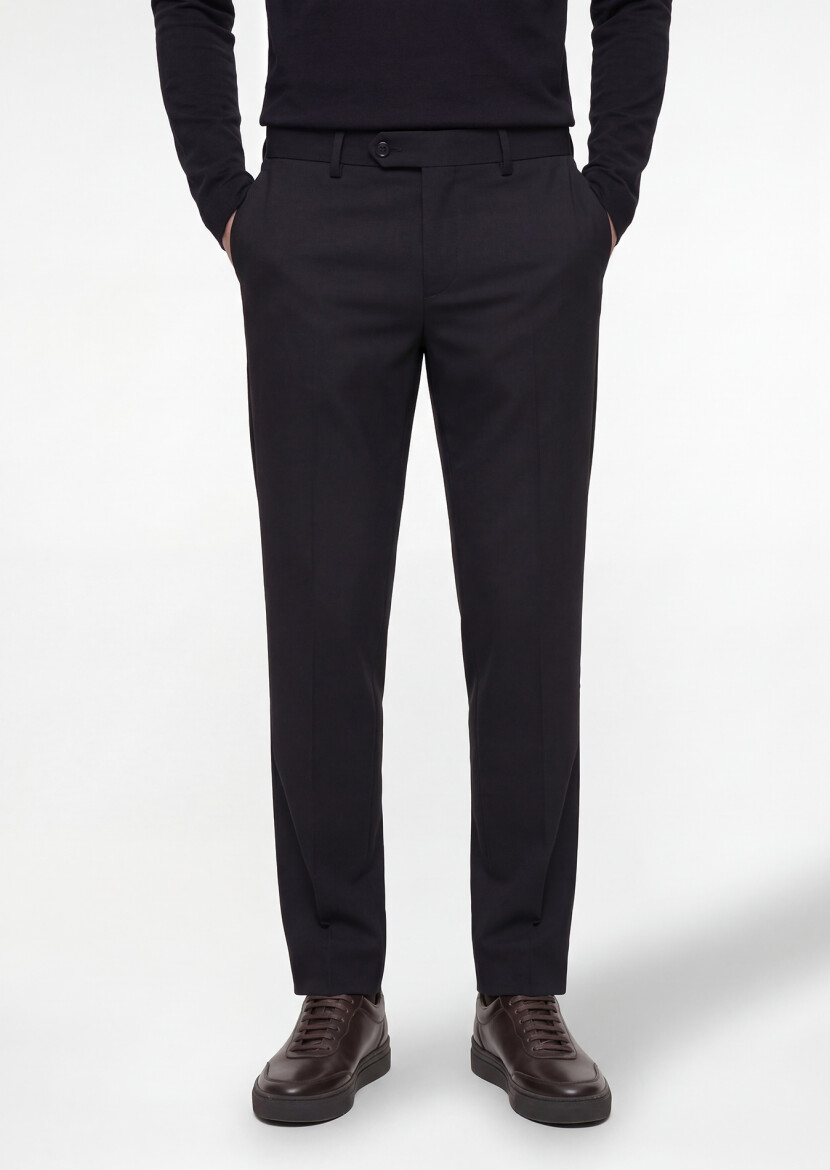 Black Material Comfort Fit Classical 100% Wool Trousers - RAMSEY