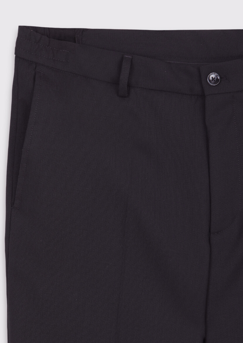Black Material Comfort Fit Classical 100% Wool Trousers - 6