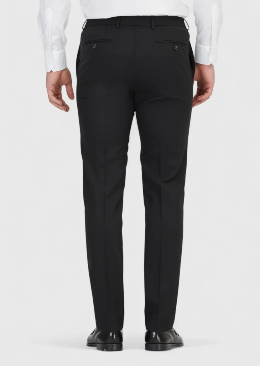 Black Material Comfort Fit Classical 100% Wool Trousers - 4