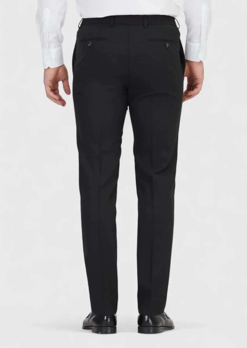 Black Material Comfort Fit Classical 100% Wool Trousers - 4