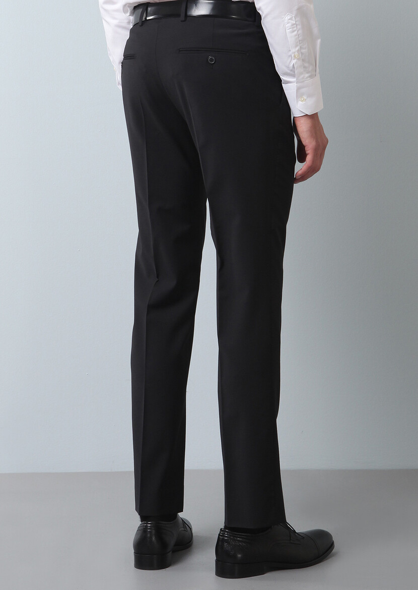 Black Material Modern Fit Classical Wool Blended Trousers - 5