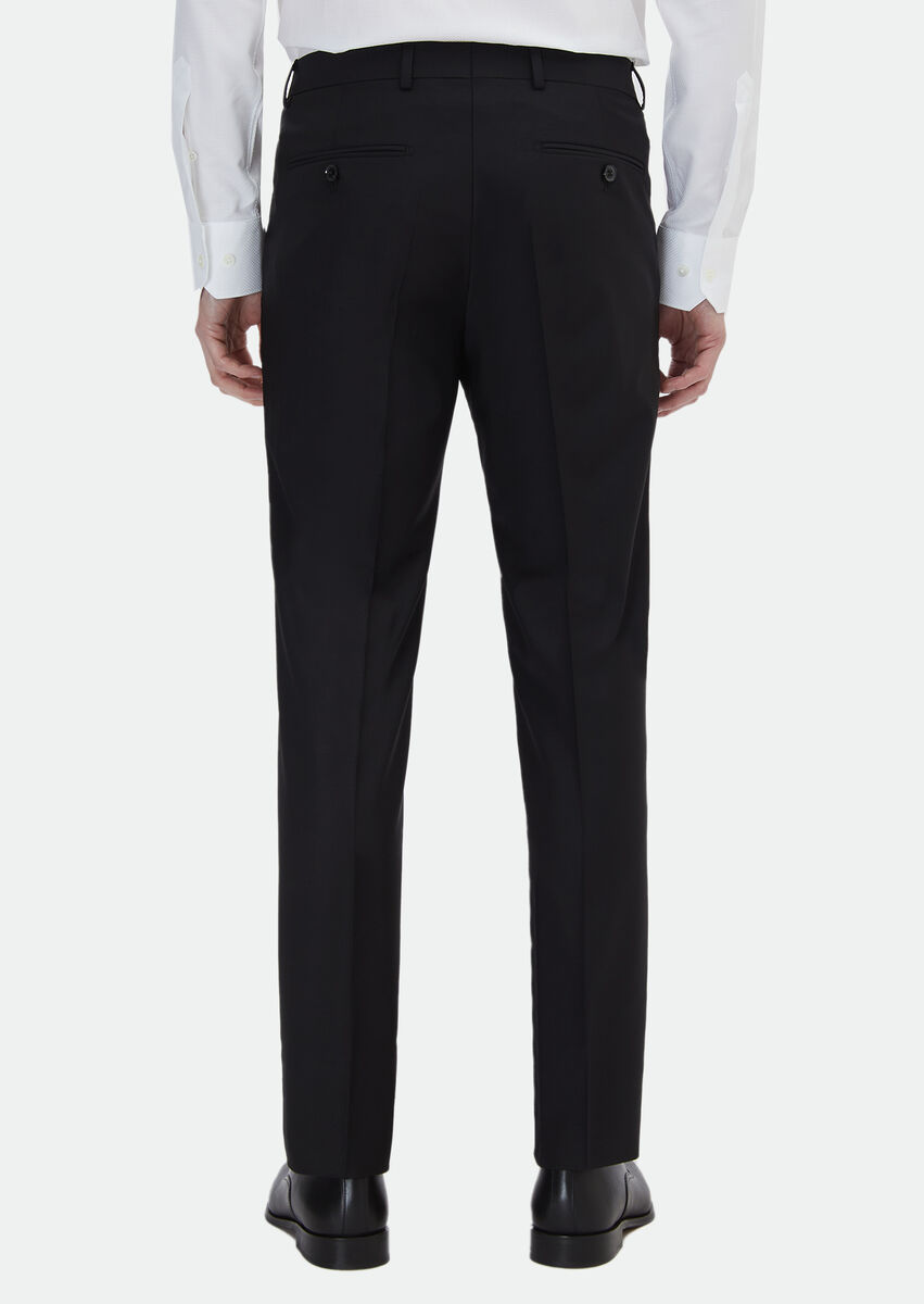 Black Material Modern Fit Classical Wool Blended Trousers - 5